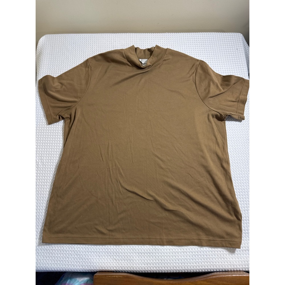 CJ Banks T-Shirt Women 3X‎ Mock Neck Brown EUC
